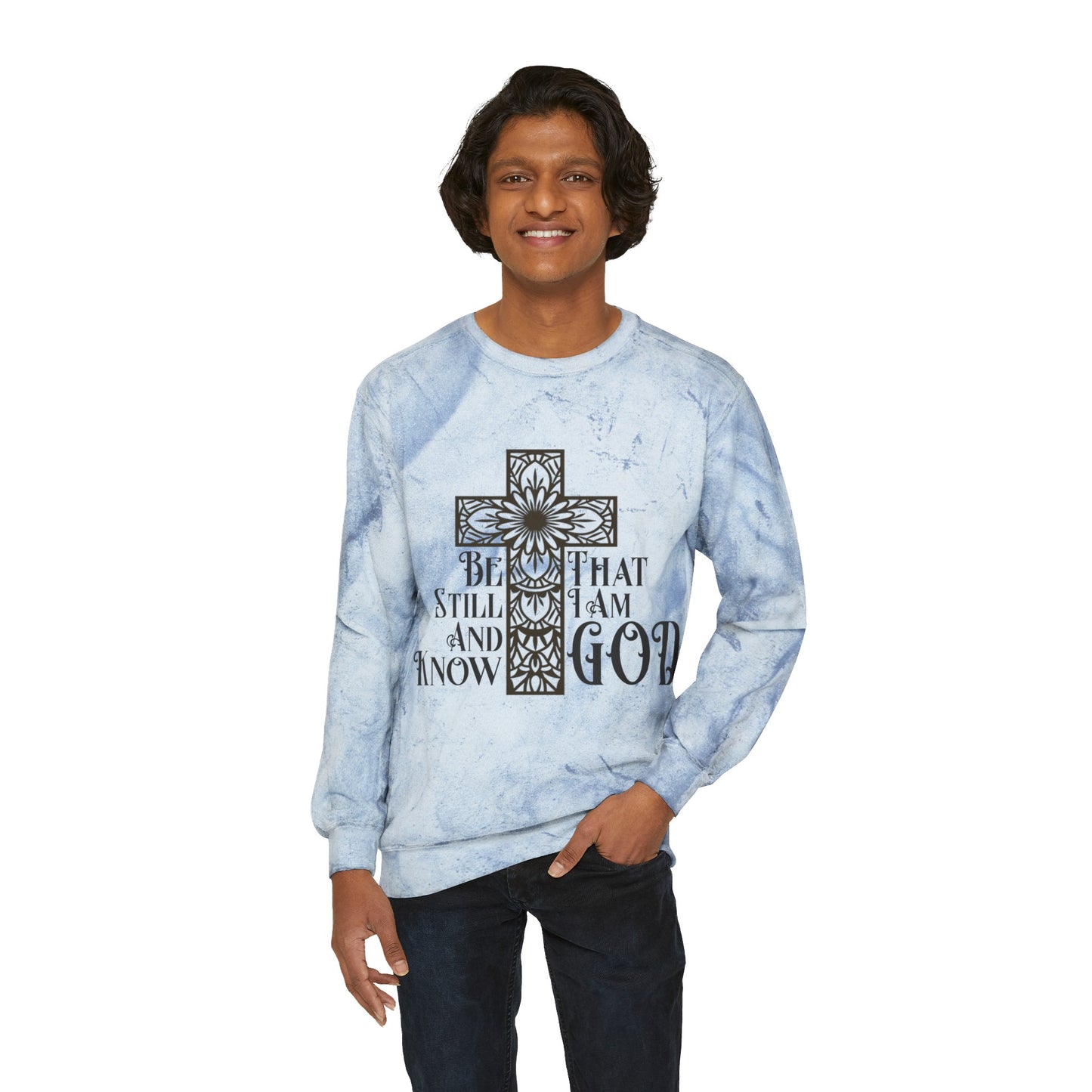 Psalm 46:10 Bible Verse Color Blast Crewneck Sweatshirt