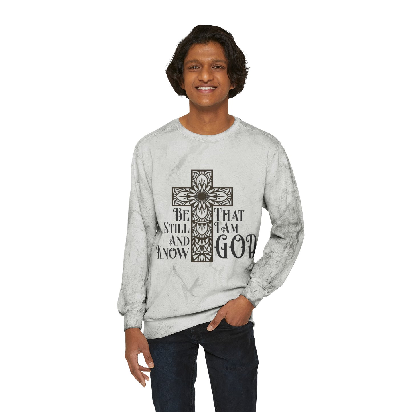 Psalm 46:10 Bible Verse Color Blast Crewneck Sweatshirt