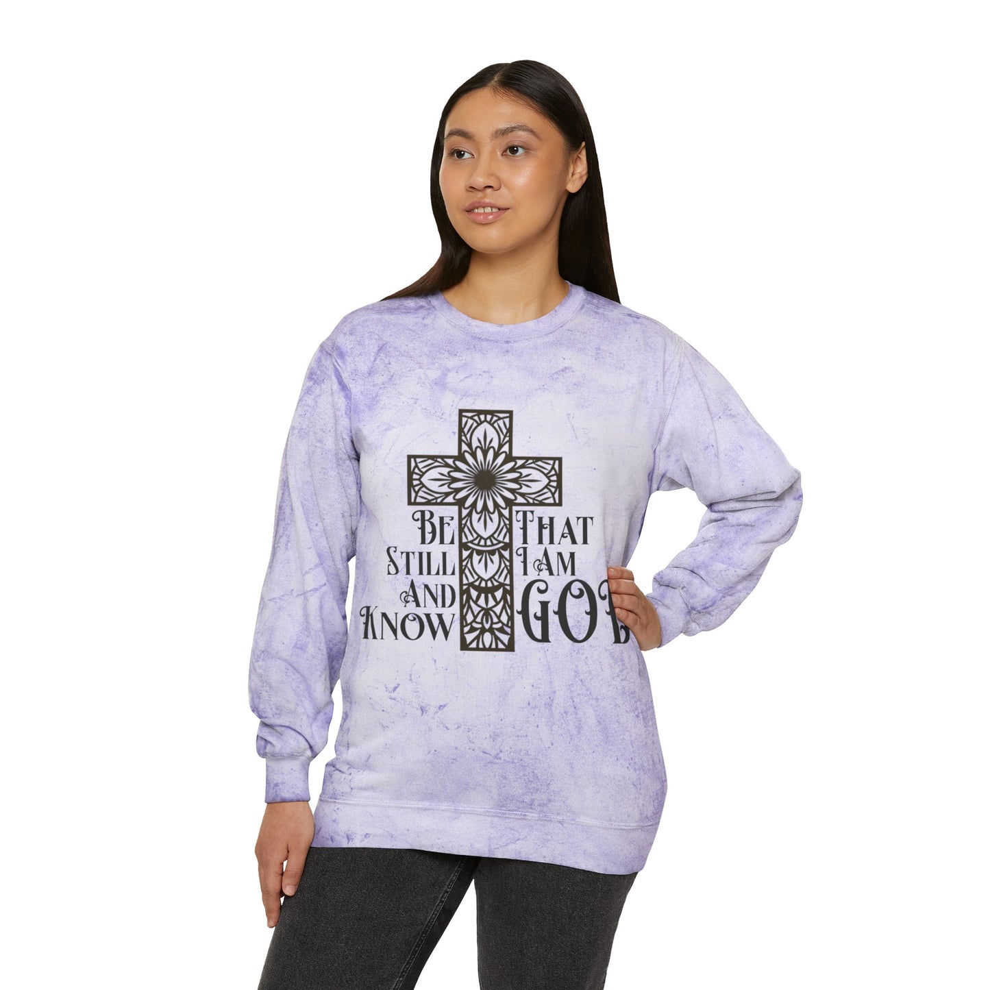 Psalm 46:10 Bible Verse Color Blast Crewneck Sweatshirt