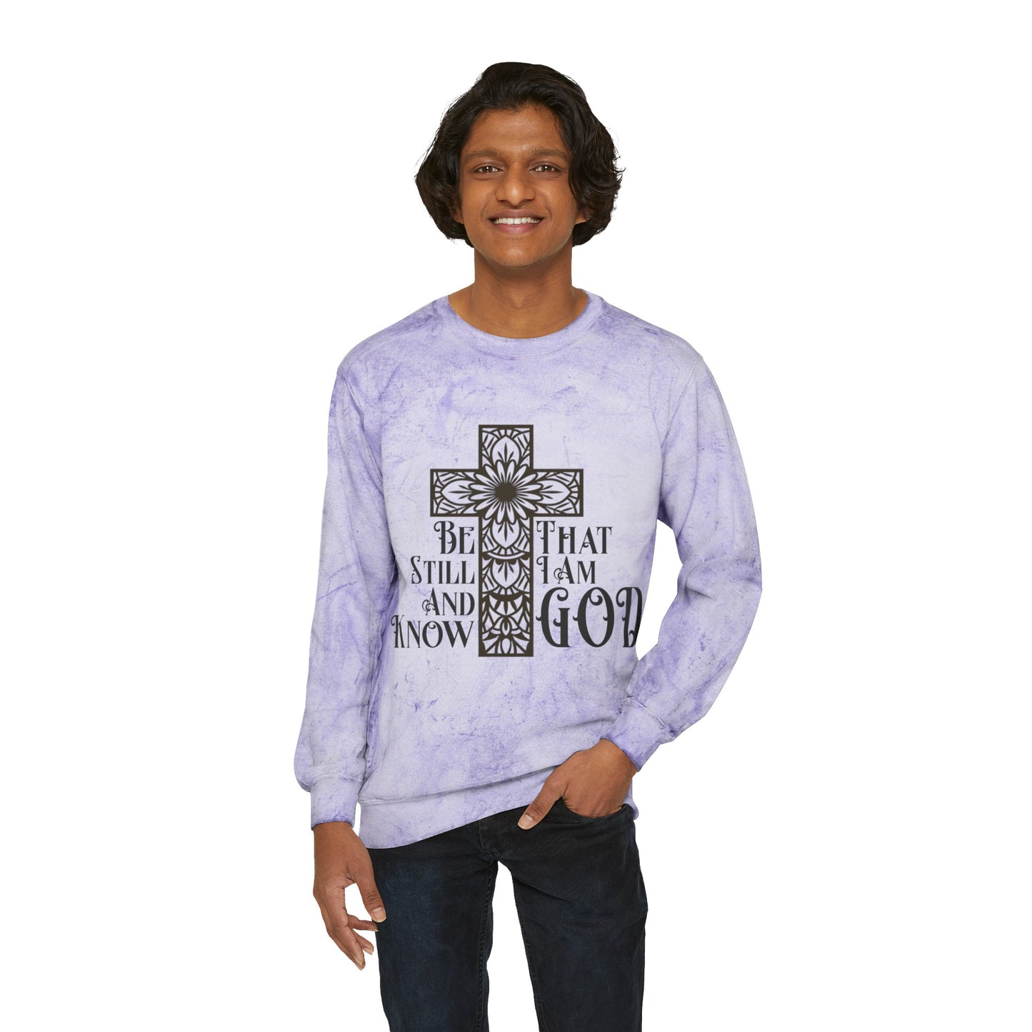 Psalm 46:10 Bible Verse Color Blast Crewneck Sweatshirt