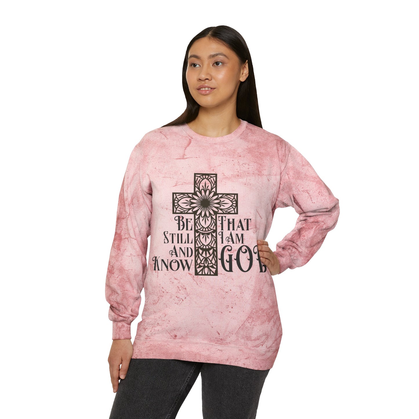 Psalm 46:10 Bible Verse Color Blast Crewneck Sweatshirt