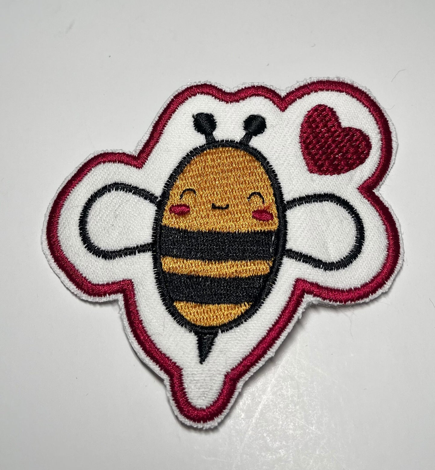 Kawaii Bee embroidered patch - honeycomb cute