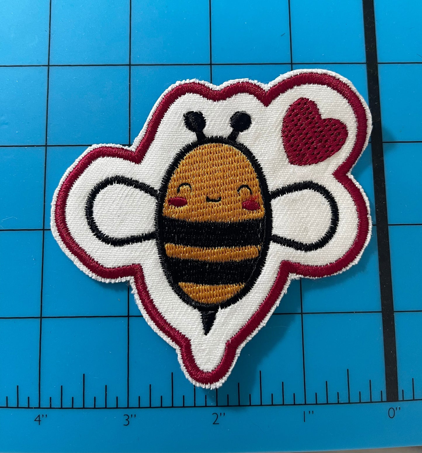 Kawaii Bee embroidered patch - honeycomb cute