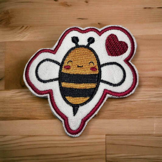 Kawaii Bee embroidered patch - honeycomb cute