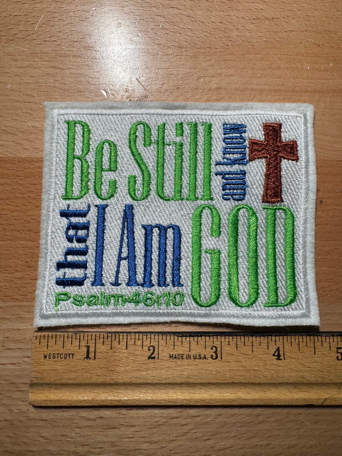 Be Still and Know Bible Verse Embroidered Patch | Psalm Patch | Bible Patch